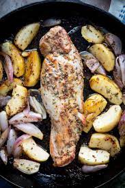 Use tongs to transfer the seared pork tenderloin to the prepared roasting rack. Easy Roasted Pork Tenderloin And Apple Skillet Healthy Seasonal Recipes