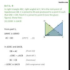 If its sides are a = 8, b = 15 and c = 17 units long, abc is a right triangle. Ex 7 1 8 In Right Triangle Abc Right Angled At C M Is
