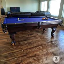 Finished Installing This 7 Foot Connelly Prescott Pool Table In Santa Clarita Old World Stain On Maple Wood And Purple Felt Billiards D
