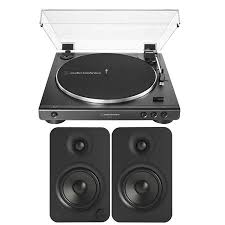 Audio Technica At Lp60x Belt Drive Stereo Turntable Black W Kanto Yu4 Speakers At Lp60x Bk A