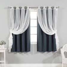 4 Piece Gathered Tulle Sheer And Blackout Curtain Set Blue For The Masters Panel Curtains Curtains Short Window Curtains