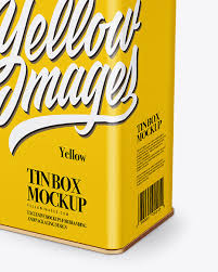 Download Glossy Tin Can Box Mockup In Box Mockups On Yellow Images Object Mockups PSD Mockup Templates