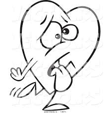 New pictures and coloring pages for children every day! Vector Of A Cartoon Tired Heart Walking Coloring Page Outline By Toonaday 14571