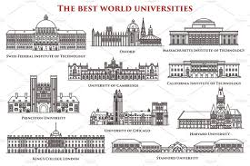 Set Of Isolated University And Institute College California Institute Of Technology London University Chicago University
