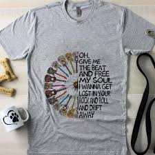 Super Star Oh Give Me The Beat And Free My Soul I Wanna Get Lost In Your Rock And Roll And Drift Away Hippie Guitar Rock Flower Shirt Hoodie Sweater Longslee