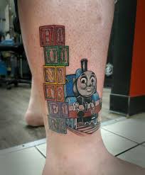 If you're stuck trying to decide where you're going to place a tattoo, take a look at the following suggestions. Indepth Tattoos And Design Rob Got To Tattoo This Thomas The Train And His Clients Son S Name And Birthdate On Alphabet Blocks Thanks Mike Miller Letting Me Do This For You
