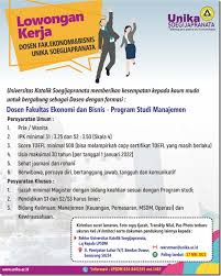 Lowongan kerja dinas ketahanan pangan dan peternakan provinsi jawa barat (non pns). Lowongan Kerja Dosen Unika Soegijapranata Mei 2021 Lowongan Kerja Dan Rekrutmen Bulan Juni 2021