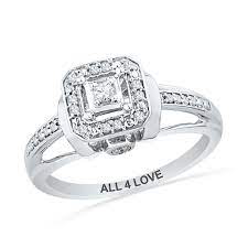 1 10 Ct T W Diamond Bold Frame Promise Ring In Sterling Silver 10 Characters Zales White Gold Diamond Rings Unique Diamond Rings Gold Diamond Wedding Band