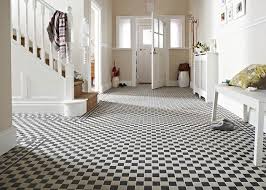 Victorian Black White Chequer Tile Tiled Hallway Hallway Flooring Hall Flooring