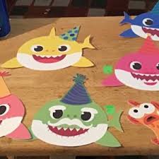 Baby Shark Hanging Swirls Decorations Baby Shark Party Etsy Shark Decor Shark Party Shark Party Decorations