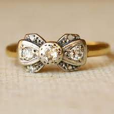 1920 S Platinum Diamond 18k Gold Ribbon Bow Ring Size Us 6 Vintage Engagement Rings Jewelry Beautiful Jewelry