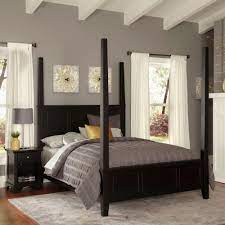 Full size 4 post canopy platform bed frameframe material: Homestyles Bedford Black King Poster Bed 5531 620 The Home Depot