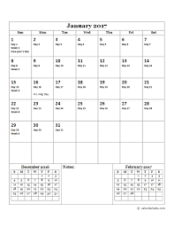 2017 Yearly Julian Calendar Free Printable Templates