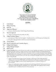VILLAGE OF LINCOLNWOOD PRESIDENT AND BOARD OF TRUSTEES REGULAR MEETING  VILLAGE HALL COUNCIL CHAMBERS 7:30 PM, DECEMBER 20, 2022