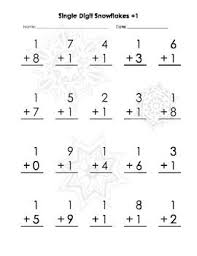 Single Digit Addition With One Snowflake Themed Addition Worksheets First Grade First Grade Math Worksheets Kindergarten Addition Worksheets