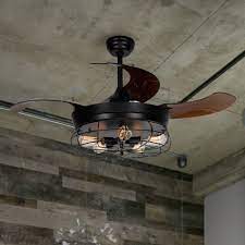 Dc (direct current) ceiling fans use approximately 40% less electricity while producing the same airflow. 46 Inch Industrial 4 Blades Ceiling Fan With Light Kit On Sale Overstock 18228946