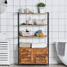 Metal kitchen shelves industrial look bathroom vanity. Amazon Com Kicode Bathroom Storage Cabinet Industrial Storage Rack With 4 Tiers Shelves And Storage Cabinet Shelves Bathroom Storage Cabinet Bathroom Storage