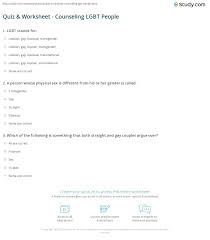 06/06/2020 · 15 quiz questions for pride 2020 as we celebrate the lgbtq+ community. Quiz Worksheet Counseling Lgbt People Study Com