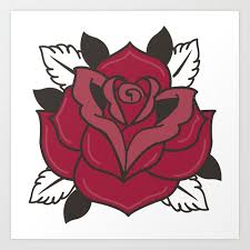 The Old School Rose Art Print By Johan X Small In 2020 Old School Rose Rose Art Art Prints