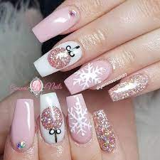 55 Festive Christmas Nail Art Ideas Page 9 Of 28 Veguci Winter Nails Acrylic Cute Christmas Nails Pink Acrylic Nails