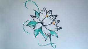 Finally, complete your tulip by drawing leaf one or two as per your choice. How To Draw Beautiful Flower Drawing Simple Flower Designs With Coloring Pencil Youtube