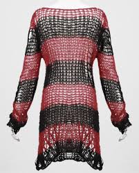 Check spelling or type a new query. Punk Rave Shredded Knit Sweater Top Black Red Stripe Goth Distressed Grunge 731938520512 Ebay