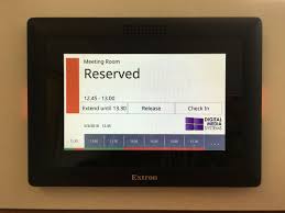 Our Meeting Room Booking Technology Touch Enabled Connects Back To Ms Outlook Resources Easy Digital Signage Meeting Room Booking Happy At Work