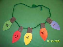 Light Bulb Name Necklace Student Can Lace A Necklace By Writing Their Letters Of Their Name On Preschool Christmas Christmas Light Necklace Preschool Crafts