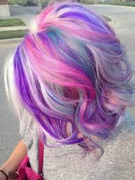 Purple and pink and blue blend to create an amazing wash of color that looks equally stunning when applied as a hair dye. Bleach Blonde Bright Pink Purple Blue Hair Styles Hair Color Crazy Pastel Hair