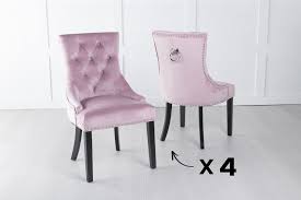 Free shipping on orders over $35. Set Of 4 Pink Velvet Dining Chair With Knocker Scoop Back Cfs Furniture Uk