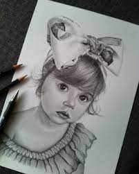 Pencil sketch drawing realistic pencil drawings. Little Girl Draw Sketch Girl Littlegirl Baby Child Babyportrait Black White Pencil Artwork Rysunekolowkiem Picture L4l