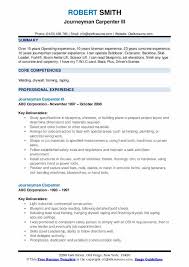 Journeyman Carpenter Resume Samples Qwikresume