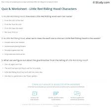 The under the hood channel explores the systems that make your car function correctly. Quiz Worksheet Little Red Riding Hood Characters Study Com