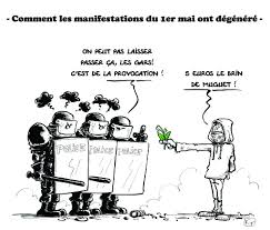 Fortes Tensions Entre Crs Et Manifestants Le 1ermai Dessin De Presse Gars Police