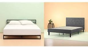 Zinus Memory Foam 10 Inch Green Tea Mattress Queen And Zinus Shalini Upholstered Diamond Stitche Platform Bed Mattress Grey Bed Frame Upholstered Platform Bed