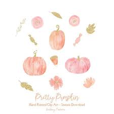 Watercolor Pumpkin Clipart Autumn Halloween Clip Art Blush Pink Gold Glitter Fall Leaves Plann Pumpkin Illustration Watercolor Pumpkins Pretty Pumpkins