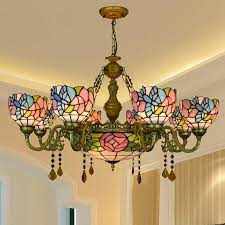 Buy anley vintage style tea stained american us flag 3 ft. Vintage Europe Tiffany Style Chandelier Stained Glass Bird Flower Colorful Living Room Dining Room Crystal Bar Hanging Light Chandeliers Aliexpress