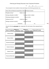 These compounds to follow are not binary compounds. Predicting And Naming Polyatomic Ionic Compounds Worksheet Printable Pdf Download