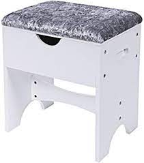 Kimiben Dressing Stool Wooden Piano Bench Stool With Storage Thick Padded Cushion Chair Keyboard Stool Seat Color White Size Stool Piano Bench Vanity Stool