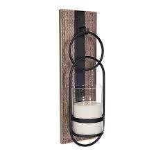 Oval foxed mirrored candle sconce. Wood And Black Metal Geometric Sconce Kirklands