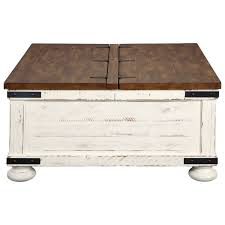 Wystfield Farmhouse Cocktail Table With Storage By Signature Design By Ashley With Images Coffee Table Ashley Furniture Coffee Table With Storage