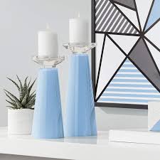 Our holders are super versatile and can also be used with a range of other partylite candle forms too. Meghan Placid Blue Glass Pillar Candle Holder Set Of 2 53k15 Lamps Plus