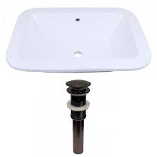 Classic yet modern, this is one of the best. American Imaginations 16 In X 21 75 In White Bronze Ceramic Drop In Rectangular Bathroom Sink With Overflow Drain Ai 31578 Rona