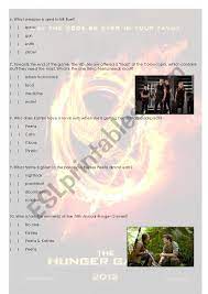 This epic series of books was turned into four hollywood blockbusters. The Hunger Games Movie Quiz With Answers Esl Worksheet By Daiane82