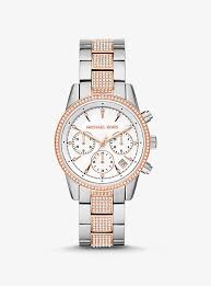 La montre michael kors est celle qu'il faut se procurer d'urgence et ocarat est là pour vous aider à la trouver ! Ritz Pave Two Tone Watch Michael Kors