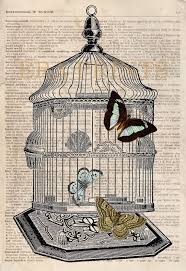 Butterflies And A Birdcage Vintage Dictionary Page Art Print Via Etsy Vintage Paper Crafts Book Page Art Vintage Birds