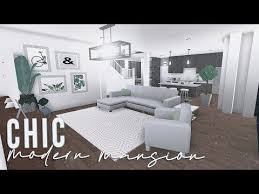 Roblox Bloxburg Chic Modern Mansion 120k Youtube Modern Family House Cute Living Room Tiny House Bedroom