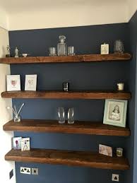 Chunky Floating Shelves Are A Great Way To Add Something To That Empty Alcove Without Rustic Floating Shelves Floating Shelves Living Room Living Room Shelves