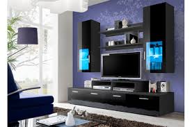 Tous nos meubles tv design sont ainsi conçus selon une esthétique épurée et moderne qui s'harmonisera à merveille à la décoration de votre nos bancs tv design peuvent aussi être montés sur des pieds métalliques noir mat, en hêtre massif verni ou teinté blanc, en laque satinée ou en. Meuble Tv Led Noir Laque Marty Cbc Meubles