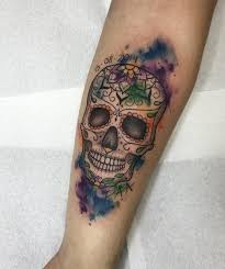 Dia De Los Muertos Day Of The Dead Watercolour Skull Memorial Tattoo Memorial Tattoo Tattoos Tattoos And Piercings